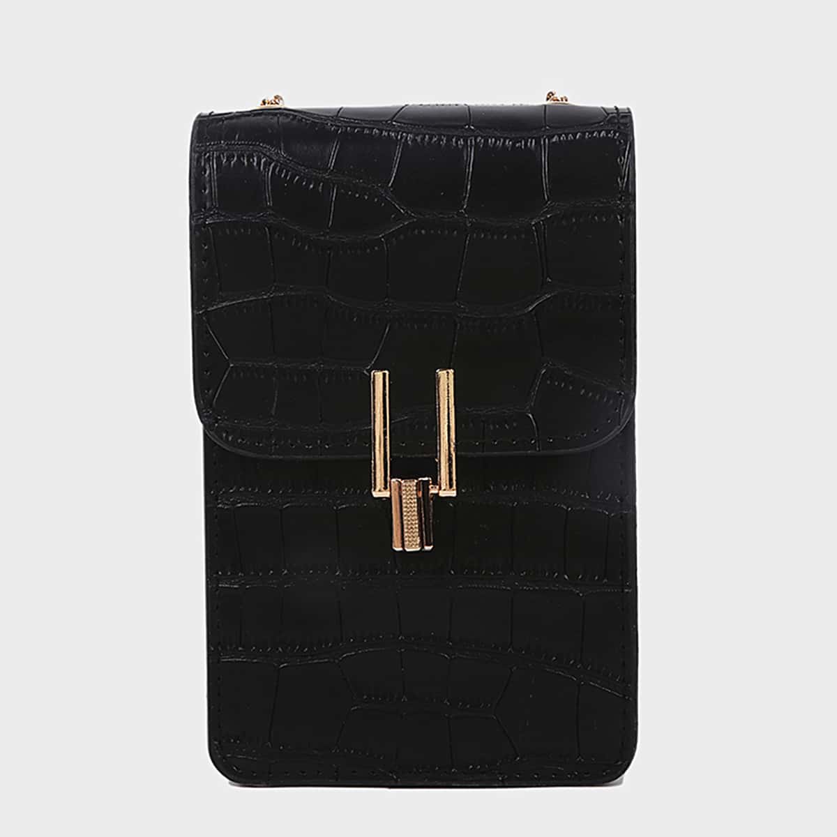 

Croc Embossed Crossbody Bag, Black