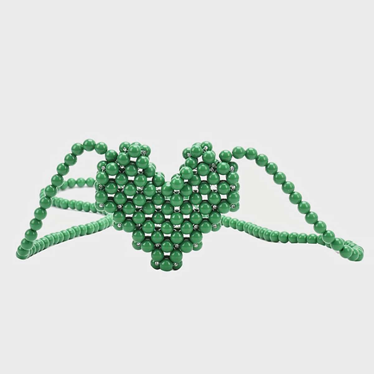 

Faux Pearl Beaded Crossbody Bag, Green