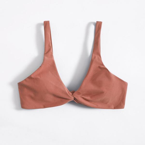 

Twist Front Bikini Top, Brown