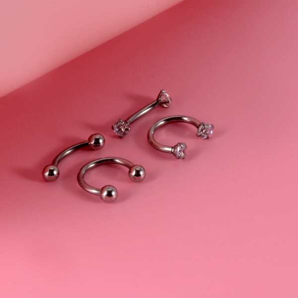 

4pcs Zircon Decor Body Jewelry, Silver