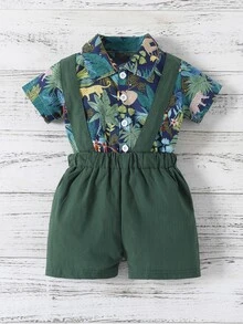 男嬰熱帶圖案襯衫帶短褲 - 彩色 - 查看 4