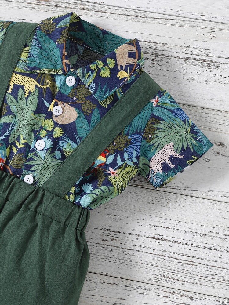 Baby Boy Tropical Print Shirt With Shorts - Multicolor - View 5