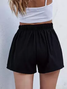 Shorts con botones de talle alto - Negro - Ver 2
