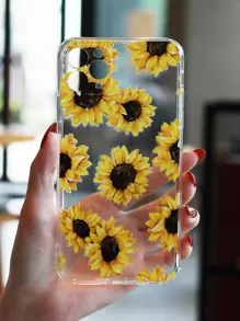 Sunflower Pattern Clear Phone Case - Clear - View 1