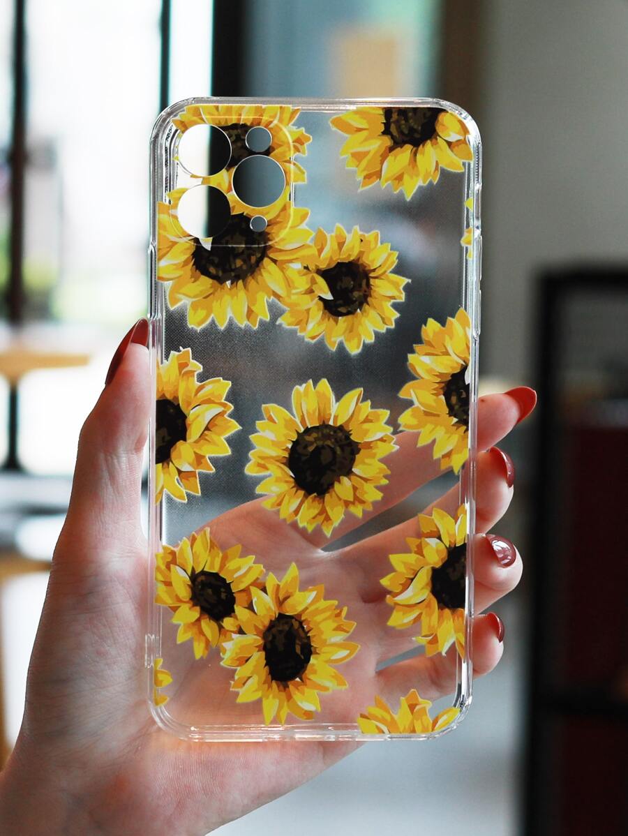 Sunflower Pattern Clear Phone Case - Clear - View 1