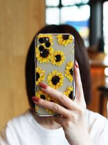 Sunflower Pattern Clear Phone Case - Clear - View 2