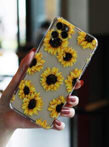 Sunflower Pattern Clear Phone Case - Clear - View 3