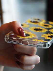 Sunflower Pattern Clear Phone Case - Clear - View 5