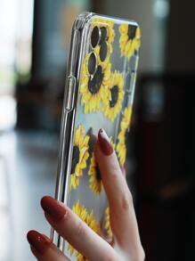 Sunflower Pattern Clear Phone Case - Clear - View 6