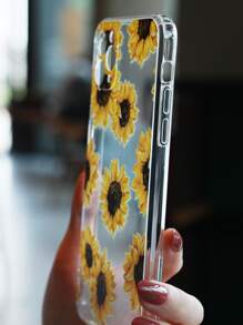 Sunflower Pattern Clear Phone Case - Clear - View 7