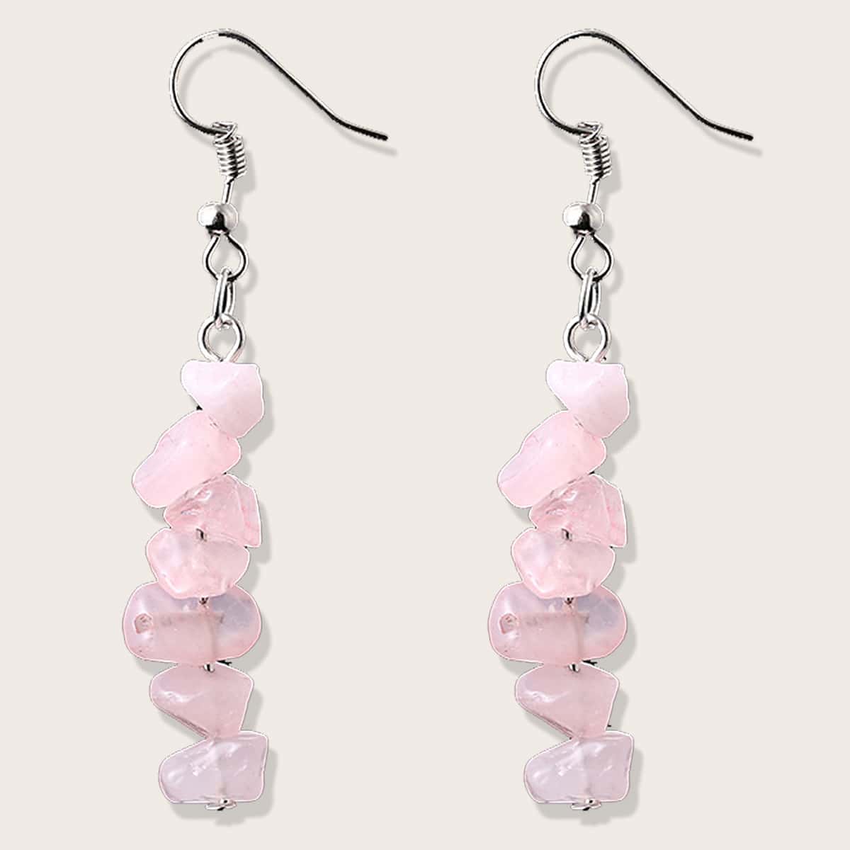 

Stone Drop Earrings, Baby pink
