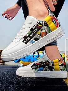 Men Graphic Print Skate Shoes - Multicolor - View 1