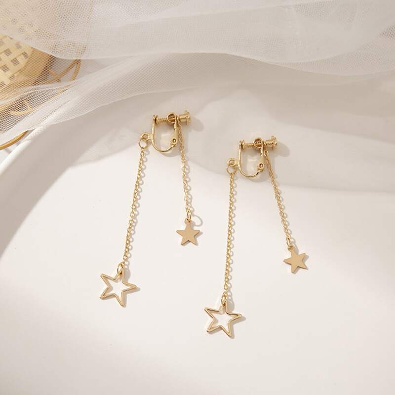 

Star Drop Earrings, Gold