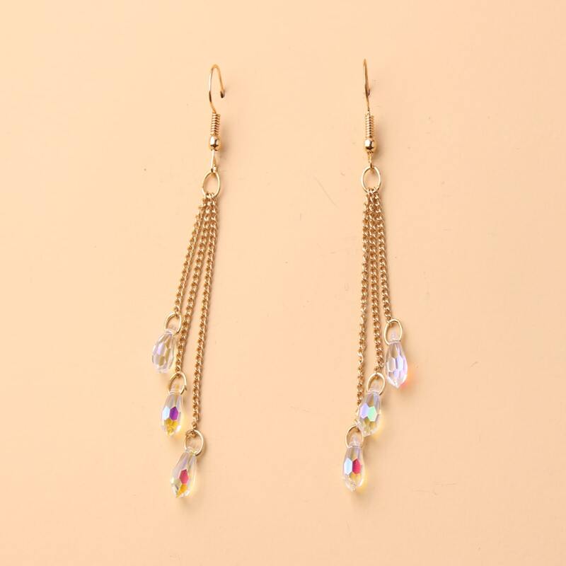 

Rhinestone Drop Earrings, Gold