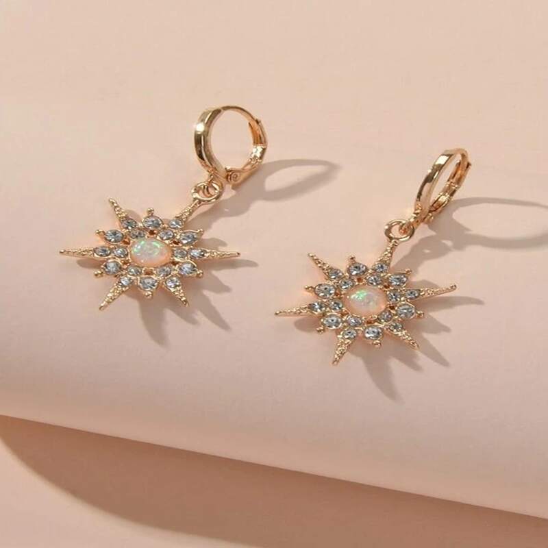 

Rhinestone Drop Earrings, Gold
