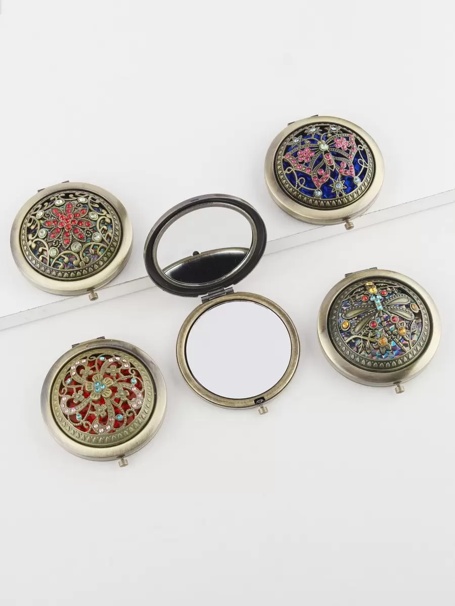 RANCAI Vintage Foldable Mirror Metal Vanity Mirror Travel Mirror Makeup Mirror Pocket Mirror Double Sided Compact Cosmetic Mirror, Bronze, Random Style,Makeup,Cheap,Room Decor,Vanity,Travel,Bedroom,Makeup Accessories,Mirror,Vanity Mirror,Mini Mirror,Compact Mirror,Mirror Small,Hand Mirror