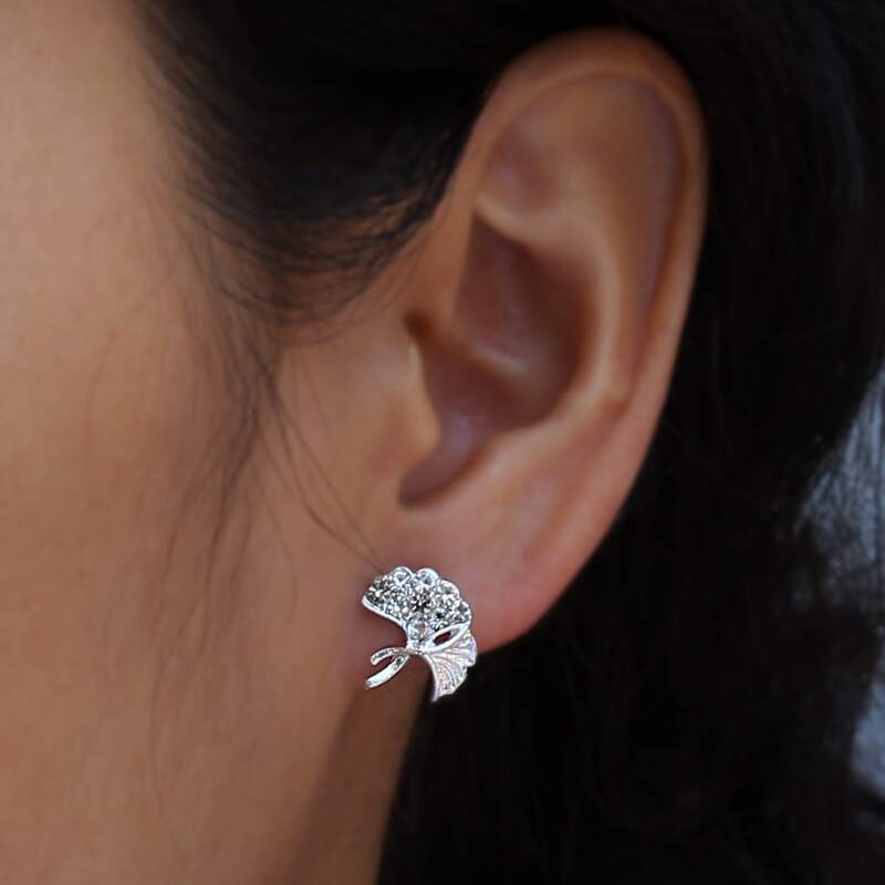 

Rhinestone Stud Earrings, Silver