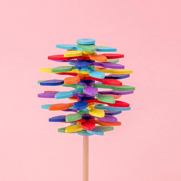 

1pc Wooden Rotating Art Decoration, Multicolor