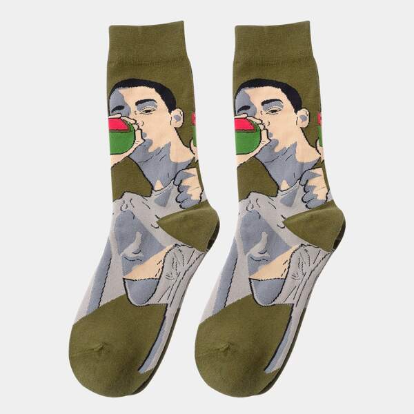 

Men Figure Graphic Crew Socks, Multicolor