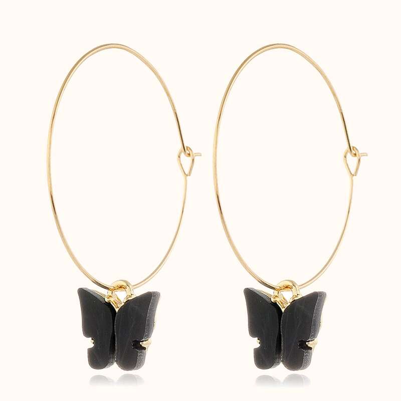 

Butterfly Hoop Earrings, Black