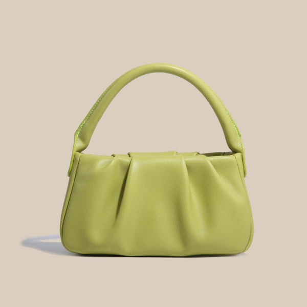 

Minimalist Ruched Satchel Bag, Green