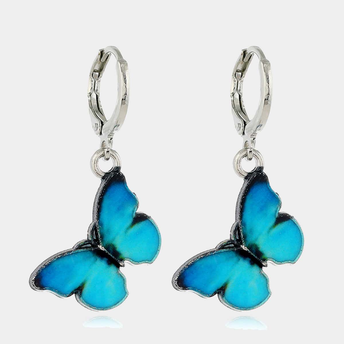

Butterfly Drop Earrings, Blue