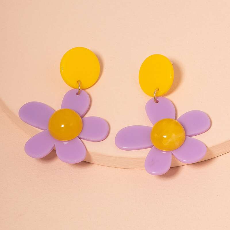 

Flower Drop Earrings, Multicolor