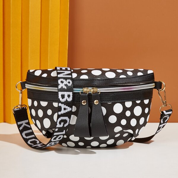 

Polka Dot Fanny Pack, Black and white