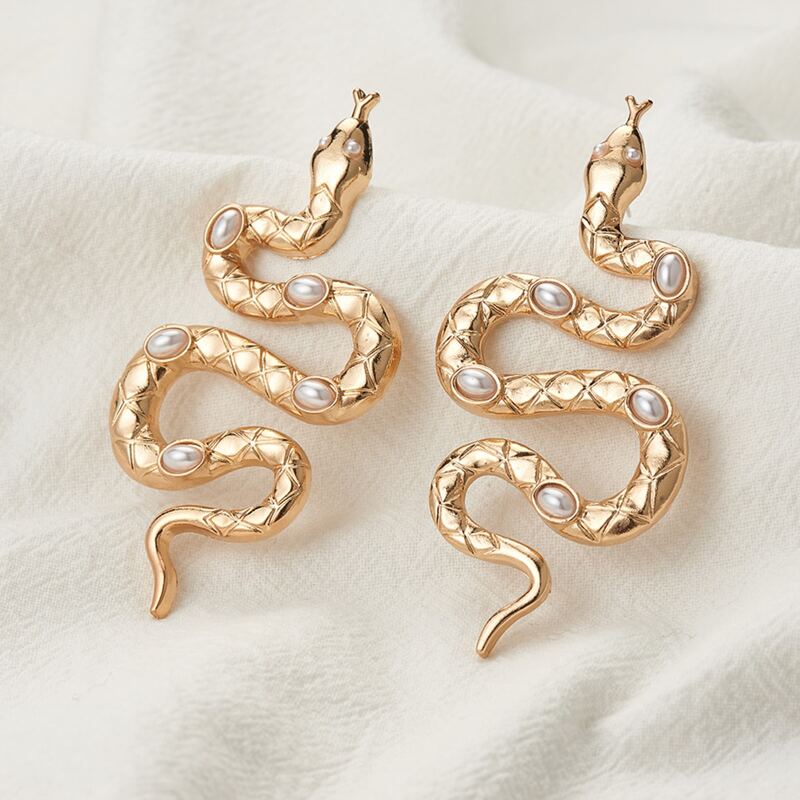 

Serpentine Drop Earrings, Gold