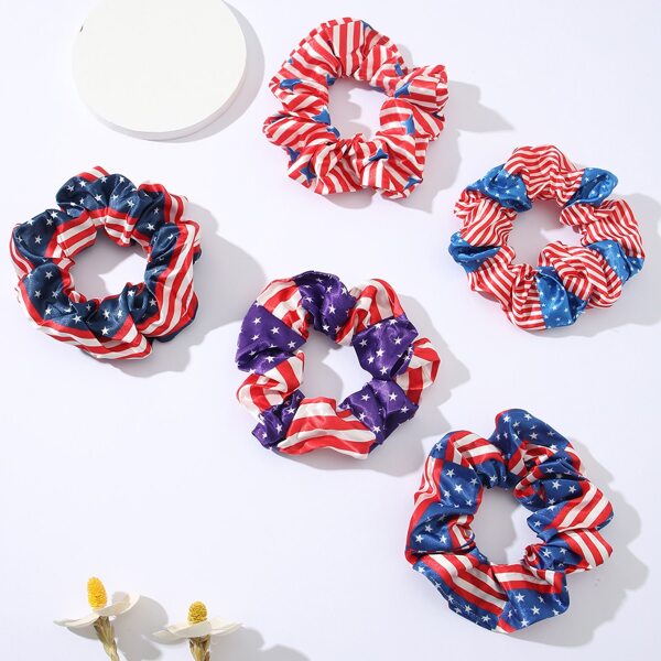 

5pcs Striped Scrunchies, Multicolor