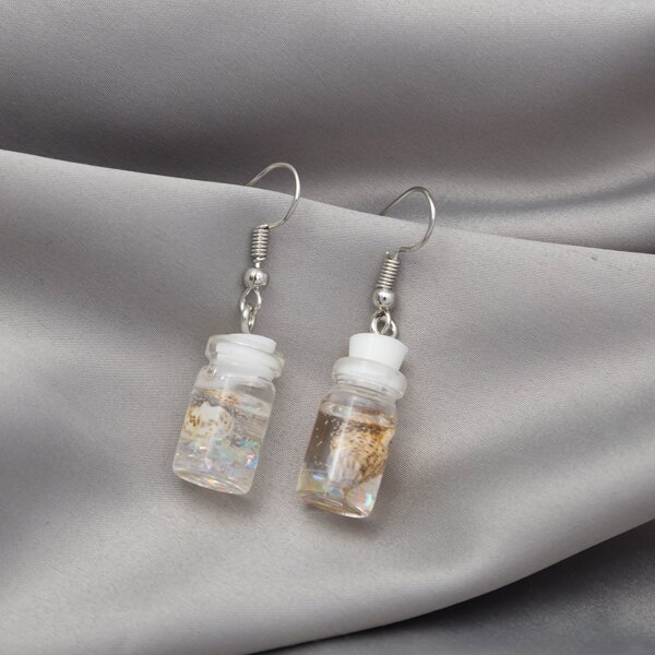 

Clear Bottle Drop Earrings, Multicolor