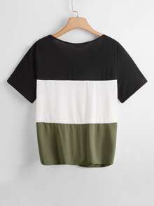 SHEIN LUNE Plus Twist Hem Colourblock Top - Multicolor - View 2