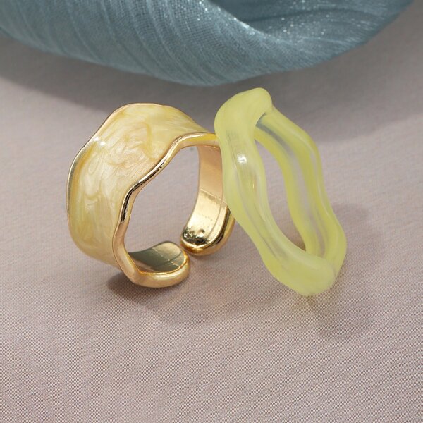 

2pcs Simple Ring, Multicolor