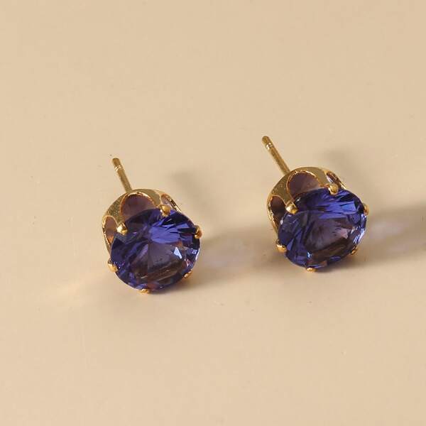 

Zircon Stud Earrings, Purple