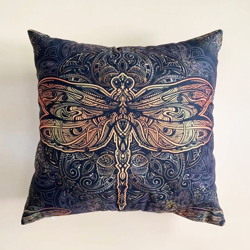 

Dragonfly Print Cushion Cover Without Filler, Multicolor