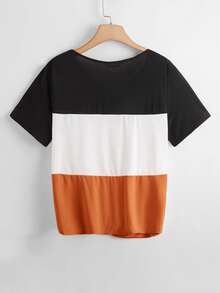 SHEIN LUNE 大碼扭結下擺拼色上衣 - 彩色 - 查看 2