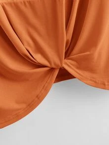 SHEIN LUNE 大碼扭結下擺拼色上衣 - 彩色 - 查看 3