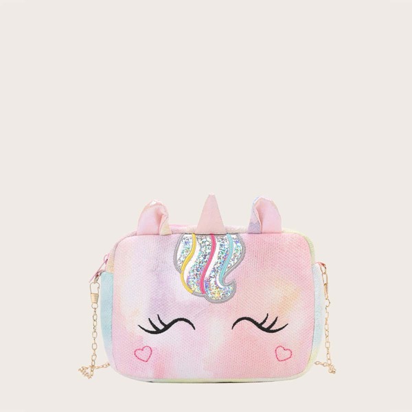 

Girls Cartoon Design Chain Bag, Pink