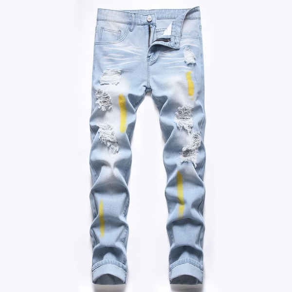 

Guys Washed Ripped Skinny Jeans, Light wash