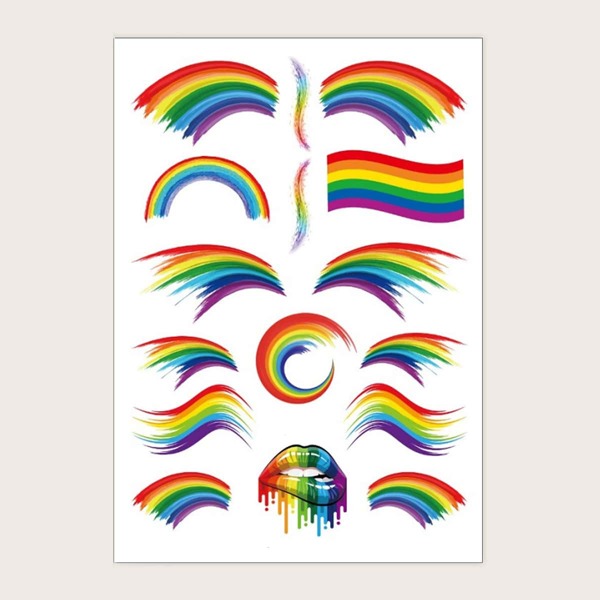 

1sheet Rainbow Striped Tattoo Sticker, Multicolor