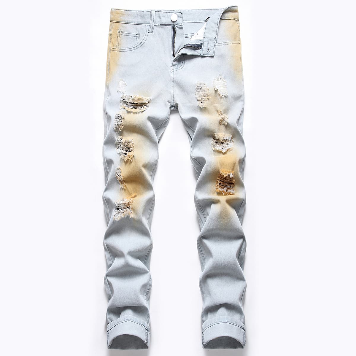 

Guys Washed Ripped Skinny Jeans, Light wash