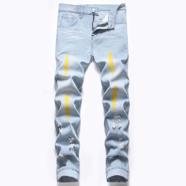 

Guys Washed Ripped Skinny Jeans, Light wash