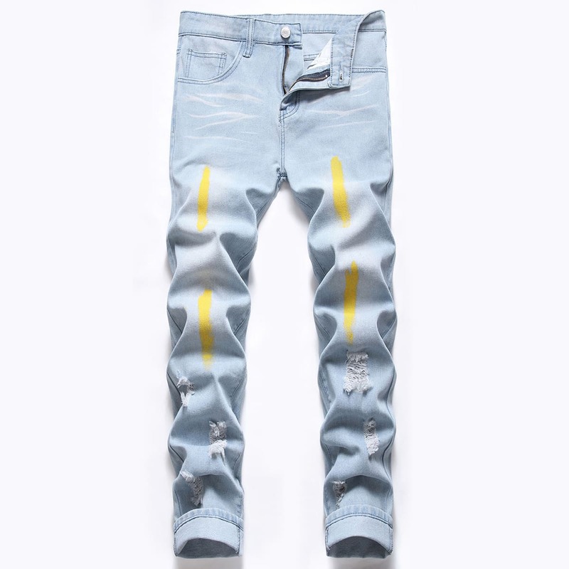 

Guys Washed Ripped Skinny Jeans, Light wash