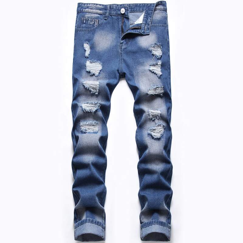 

Guys Washed Ripped Skinny Jeans, Medium wash