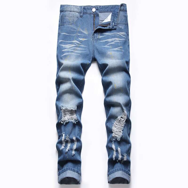 

Guys Washed Ripped Skinny Jeans, Medium wash