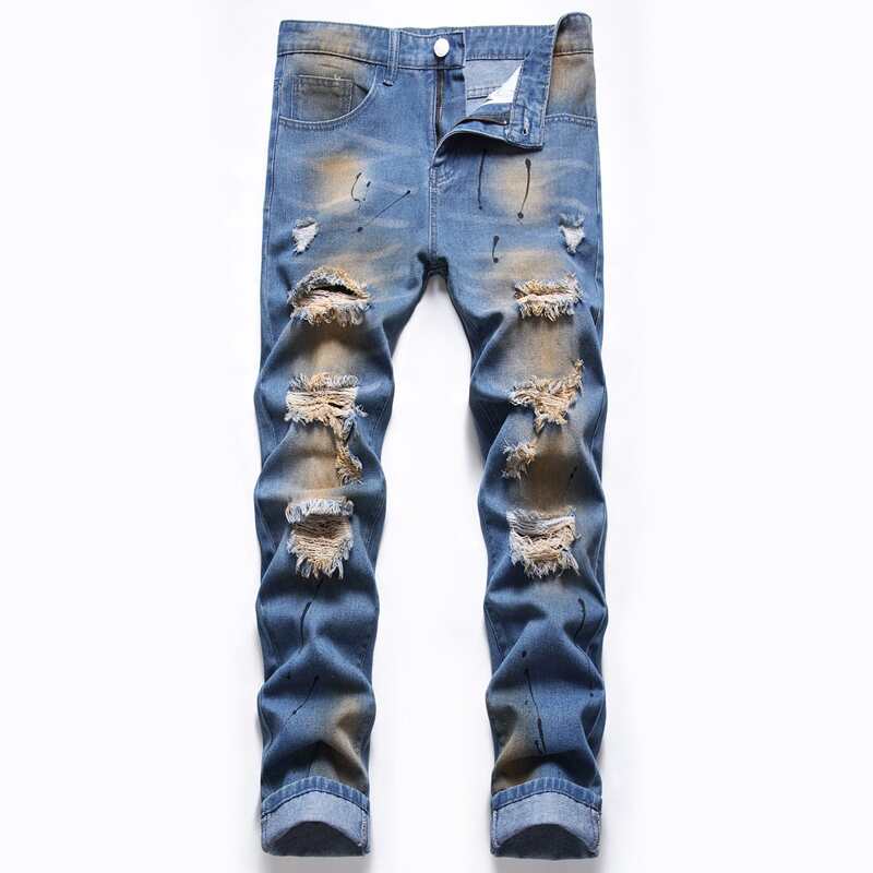 

Guys Washed Ripped Skinny Jeans, Medium wash