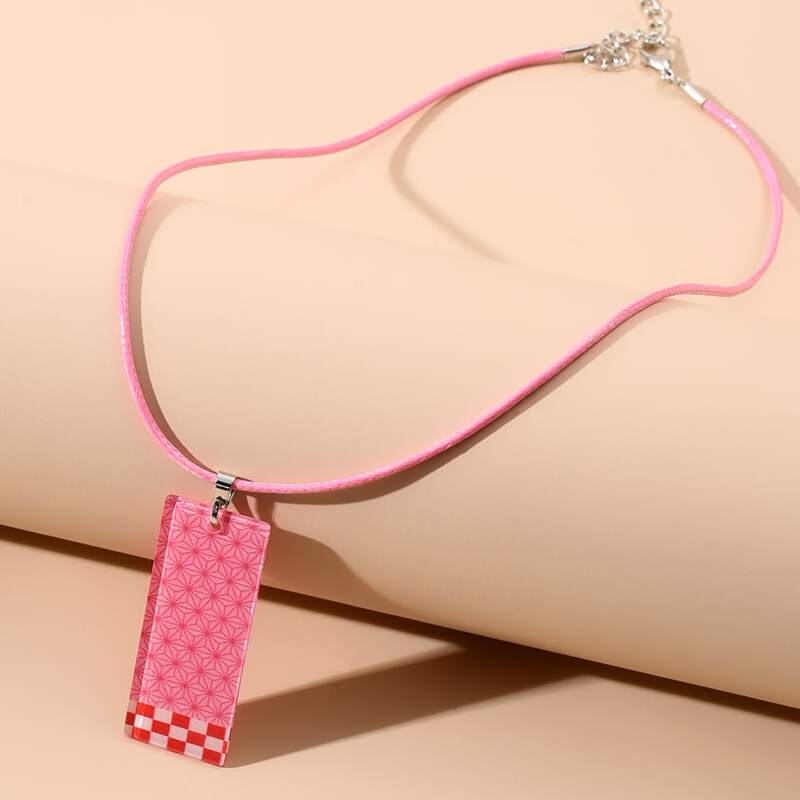 

Rectangle Pendant Necklace, Pink