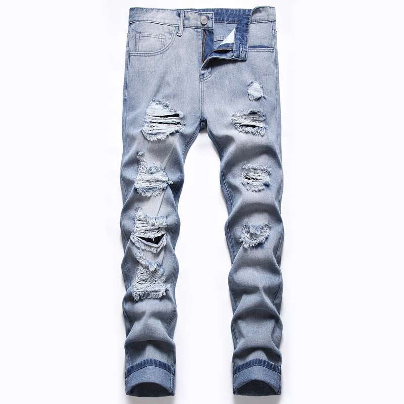

Guys Washed Ripped Skinny Jeans, Light wash