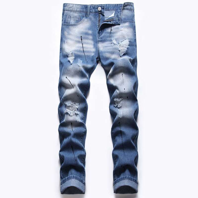 

Guys Washed Ripped Skinny Jeans, Medium wash