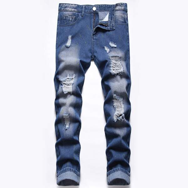 

Guys Washed Ripped Skinny Jeans, Medium wash
